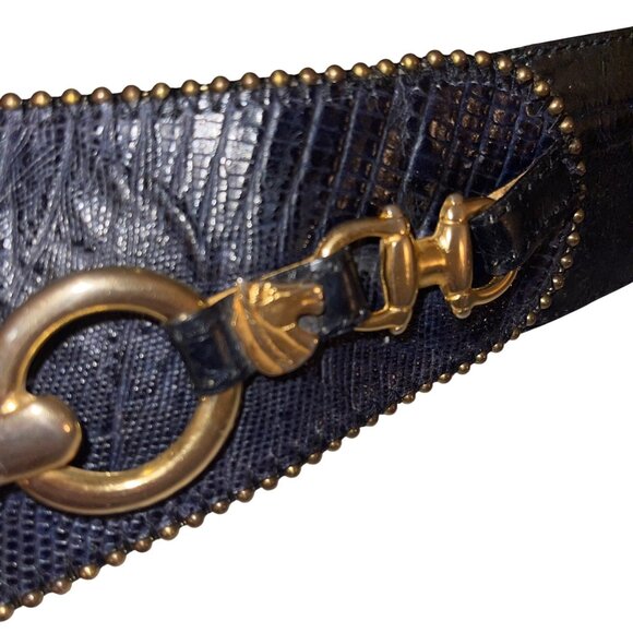 Streets Ahead Vintage Womens Belt One Size Black Equestrian Horse Themed - Picture 3 of 16